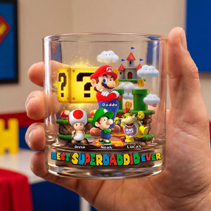 Retro Game Dad Round Glass - Personalized Gifts Father's Day Glass 05OHTI250426-Homacus