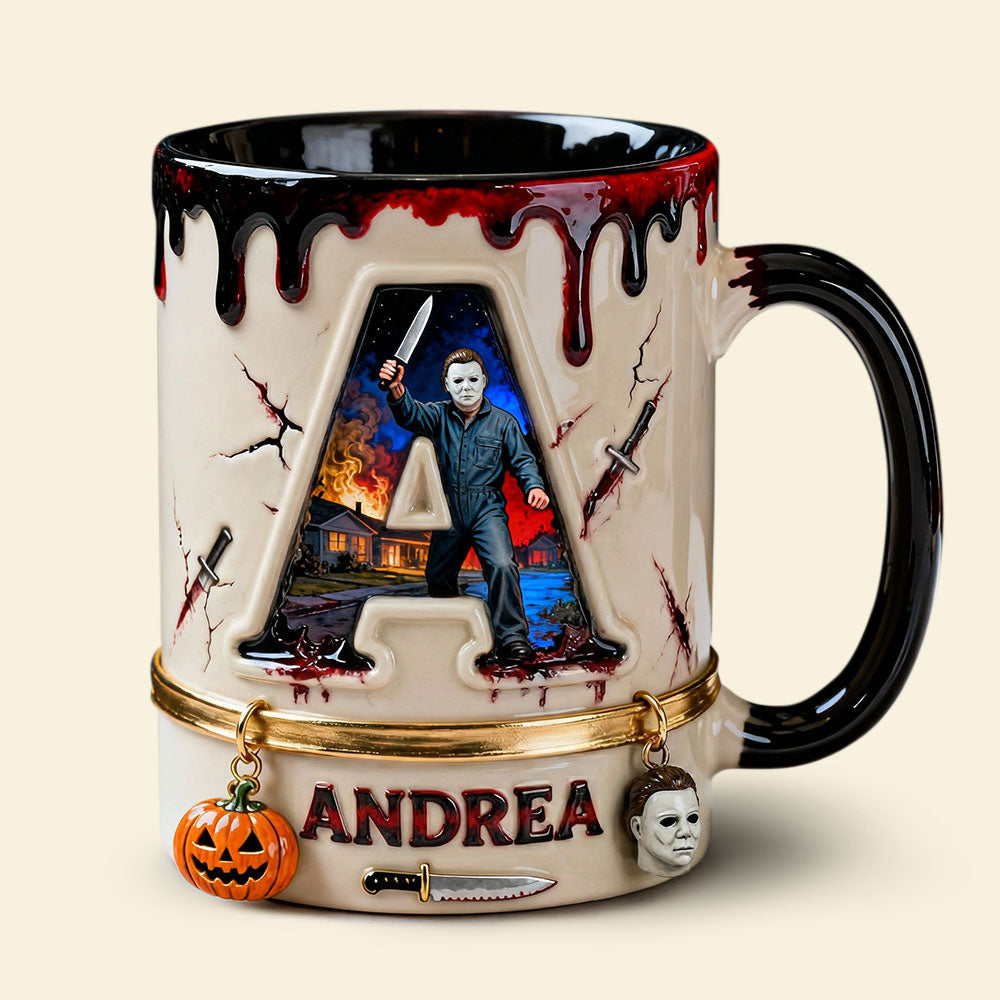 Horror Guy Alphabet Initial Letter Accent Mug, Personalized Gifts For Horror Fan 05QHTI120126-Homacus