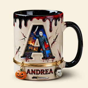 Horror Guy Alphabet Initial Letter Accent Mug, Personalized Gifts For Horror Fan 05QHTI120126-Homacus