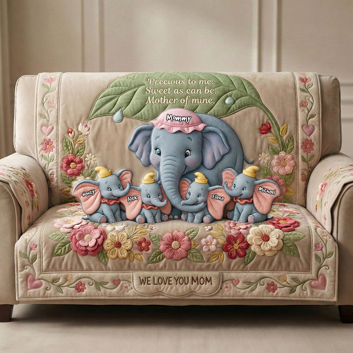 Love Mother Quilted Sofa Cover - Personalized Gifts For Mothers 04pati040226-Homacus