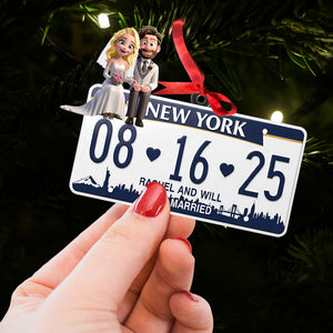 Married Couple License Plate Ornament - Personalized Gifts For Couple 03nati030925-Homacus