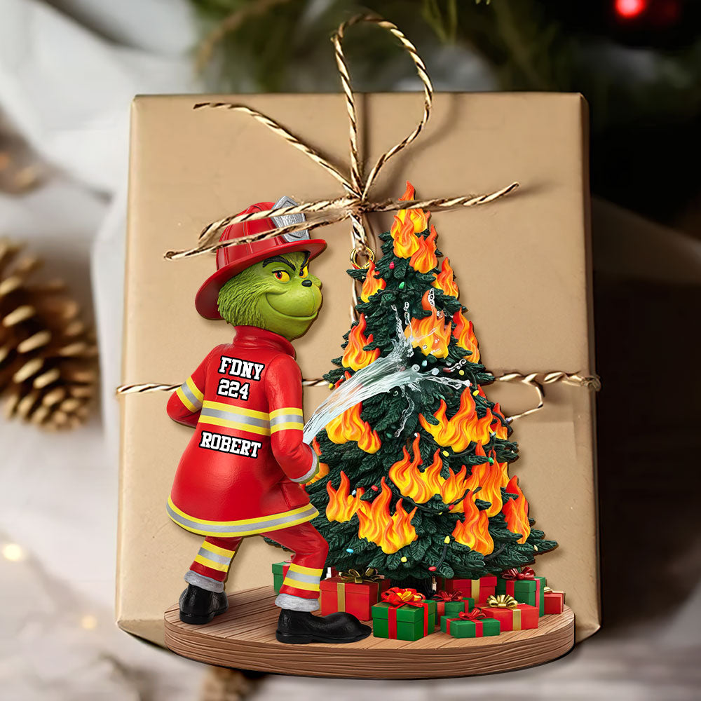 Funny Green Firefighter Ornament - Personalized Gifts For Firefighter 05huti071025-Homacus