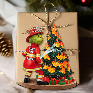 Funny Green Firefighter Ornament - Personalized Gifts For Firefighter 05huti071025-Homacus