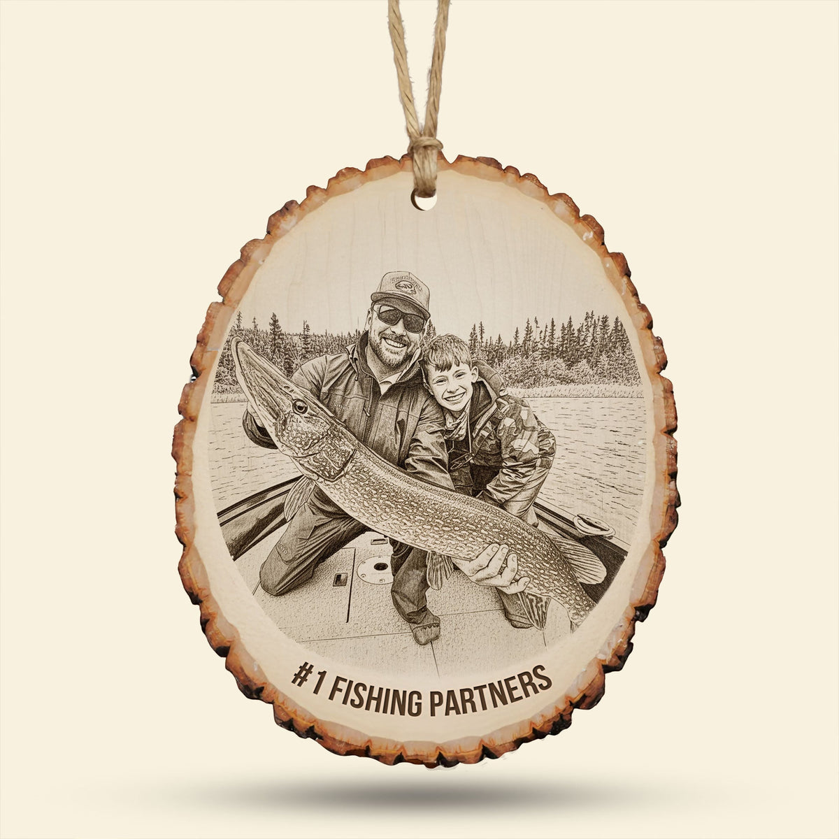 Custom Photo Engraved Effect Wood Ornament, Personalized Gifts For Fishing Lovers 04qhti071025-Homacus