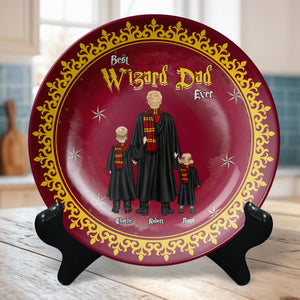 Personalized Gifts For Dad Round Plate Best Wizard Dad Ever 04HUTI130325-Homacus