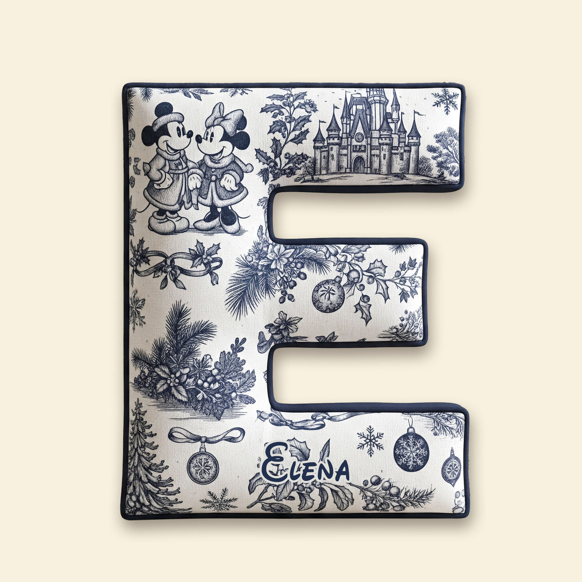 Personalized Toile de Jouy Alphabet Christmas Shaped Pillow 02PGTI211125-Homacus