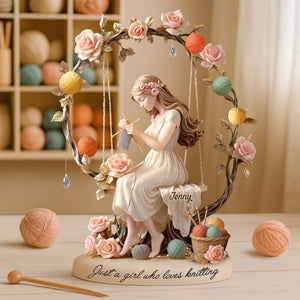 Dreamy Kniting Girl Plaque - Personalized Gifts For Knitting Lovers 02qhti070725-Homacus