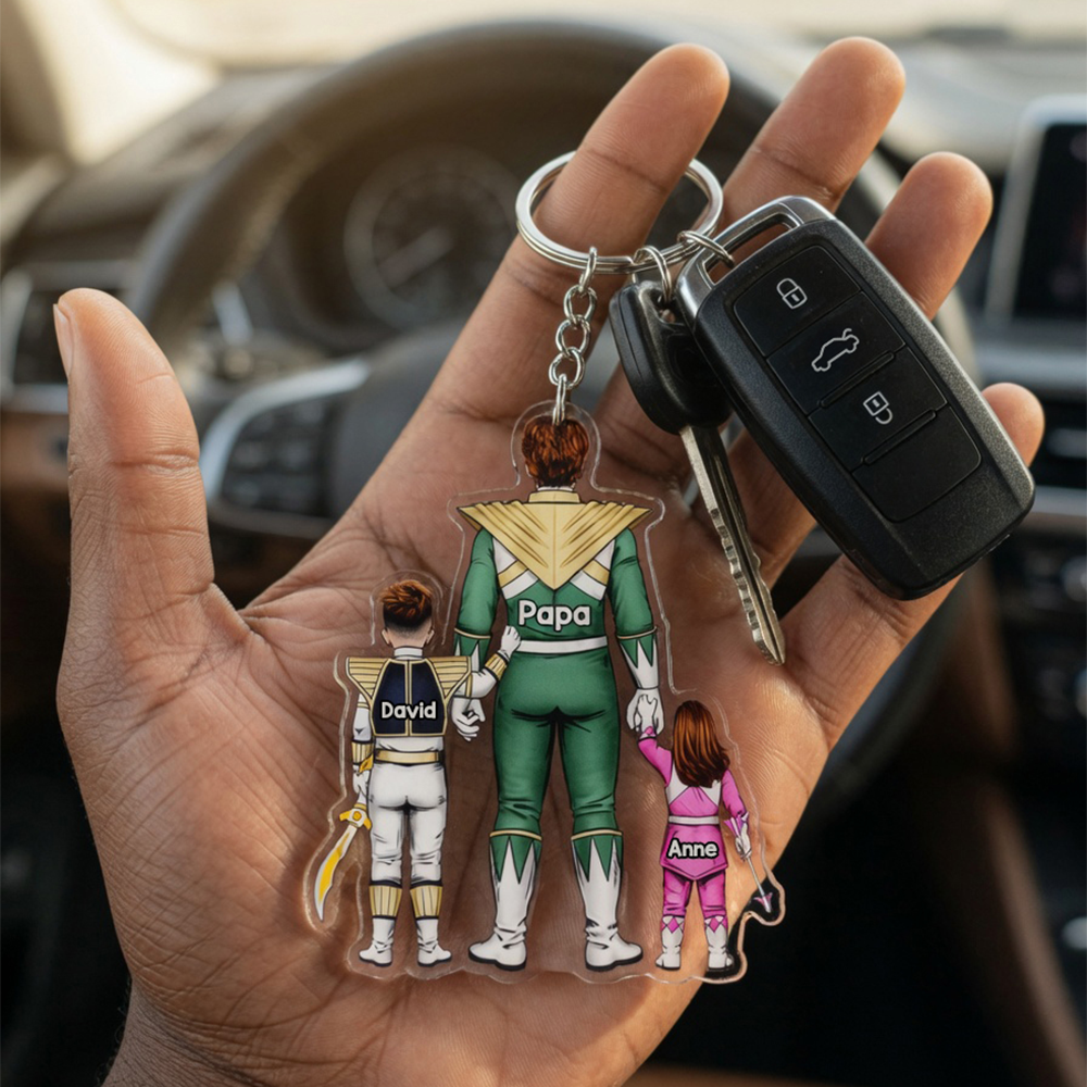 Hero Dad & Sidekick Keychain – Personalized Gifts For Dad 031qhhu070525hh-Homacus