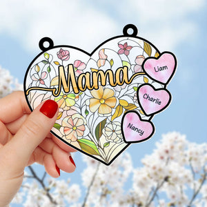 Personalized Gifts For Mom Suncatcher Ornament, Soft Vibrant Flower Heart 01qhti270225-Homacus