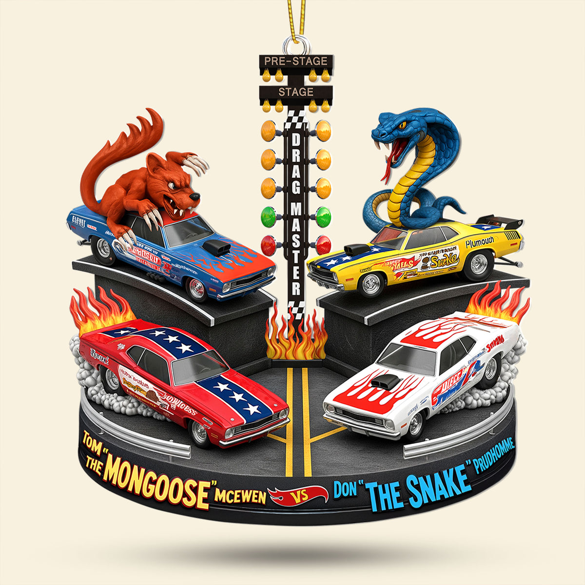 Festive Rivalry Christmas Ornament, Personalized Gifts For Drag Racing Lovers 05qhti150925-Homacus