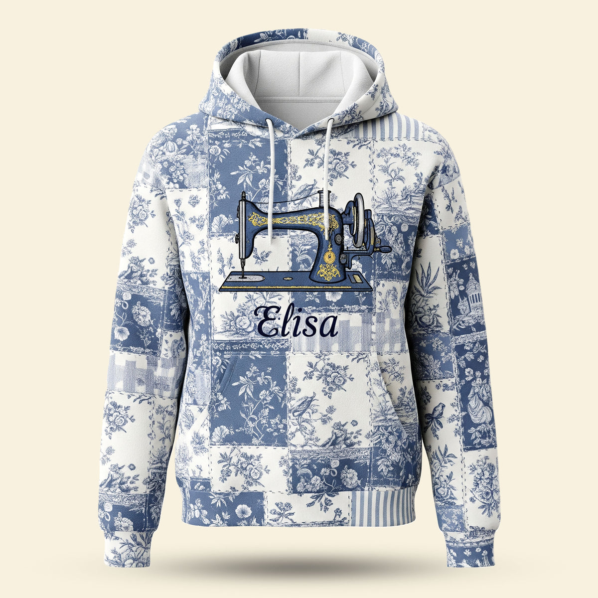 Sewing Lover Toile de Jouy Personalized Hoodie - Personalized Gifts For Sewing Lover Hoodie 02PGTI201125-Homacus