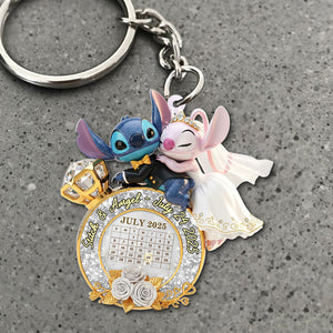 Cute Monster Wedding Couple Keychain - Personalized Gifts For Couple 02ohti250625-Homacus