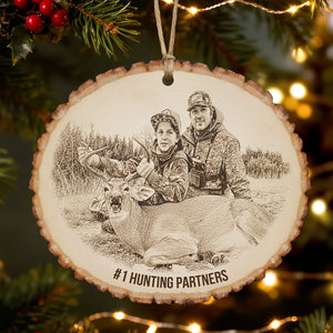 Custom Photo Engraved Effect Wood Ornament, Personalized Gifts For Hunting Lovers 02qhti071025-Homacus