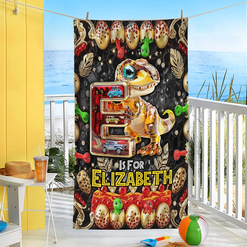 Dino Alphabet Letter Beach Towel - Personalized Gifts For Movie Lovers 03tgti110725-Homacus