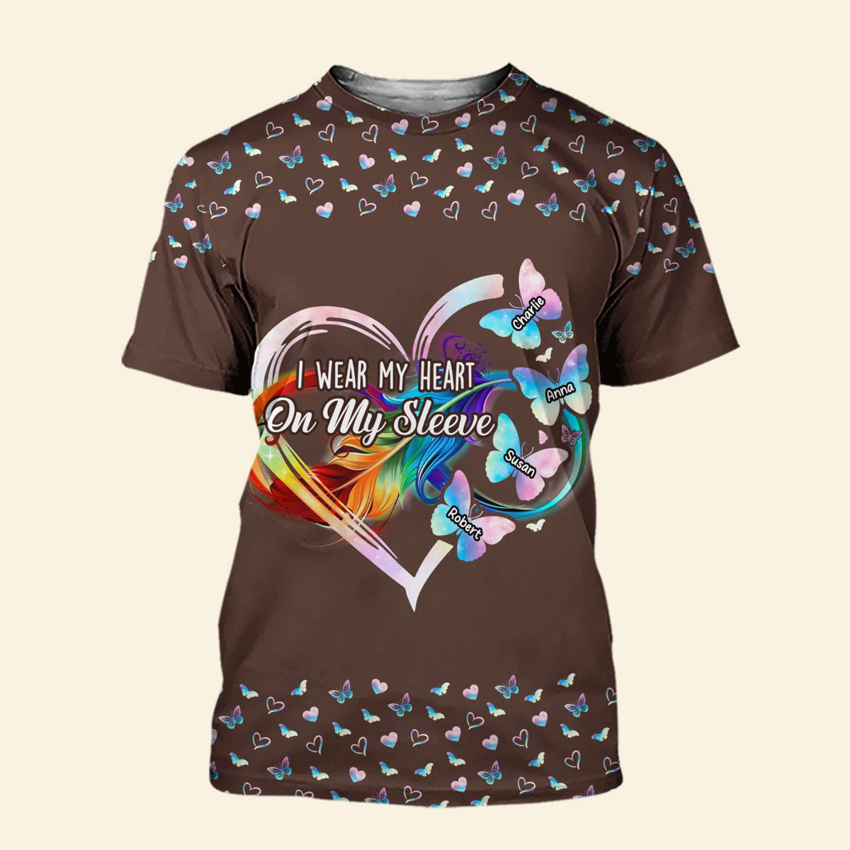 Personalized Gifts For Mom 3D Shirt Butterfly Kids Heart 03ACTI050325-Homacus