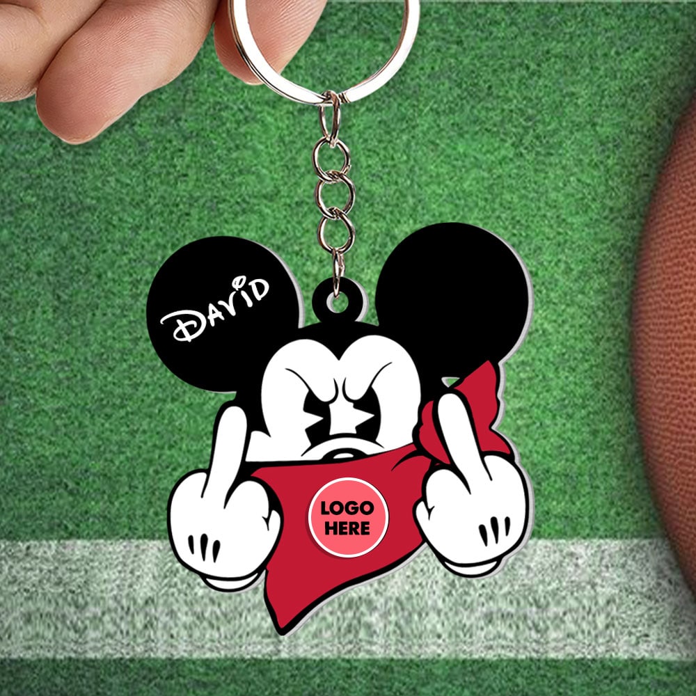Custom Team Logo Gifts For Couple Keychain 04HUTI030823 American Football Mouse-Homacus