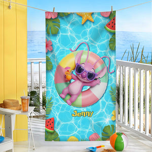 Cute Ailen Beach Towel - Personalized Gifts For Cartoon Lovers 01pgti010825-Homacus