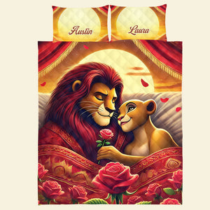 Personalized Gifts For Lion Couple Quilt Bed Set 01ohti241224-Homacus