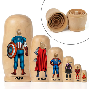 Power Family Wooden Nesting Dolls - Personalized Mother's Day Gifts 01qhhu080426-Homacus