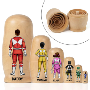 Family of Light Guardians Wooden Nesting Dolls - Personalized Gift For Family 061QHHU080426HH-Homacus