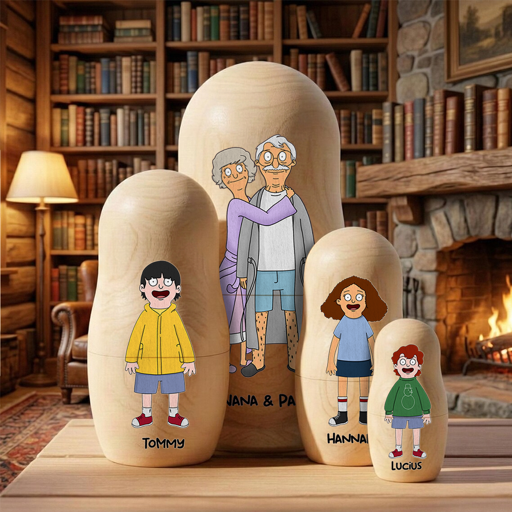 Quirky Family Wooden Nesting Dolls - Personalized Father's Day Gifts 041qhhu090426-Homacus
