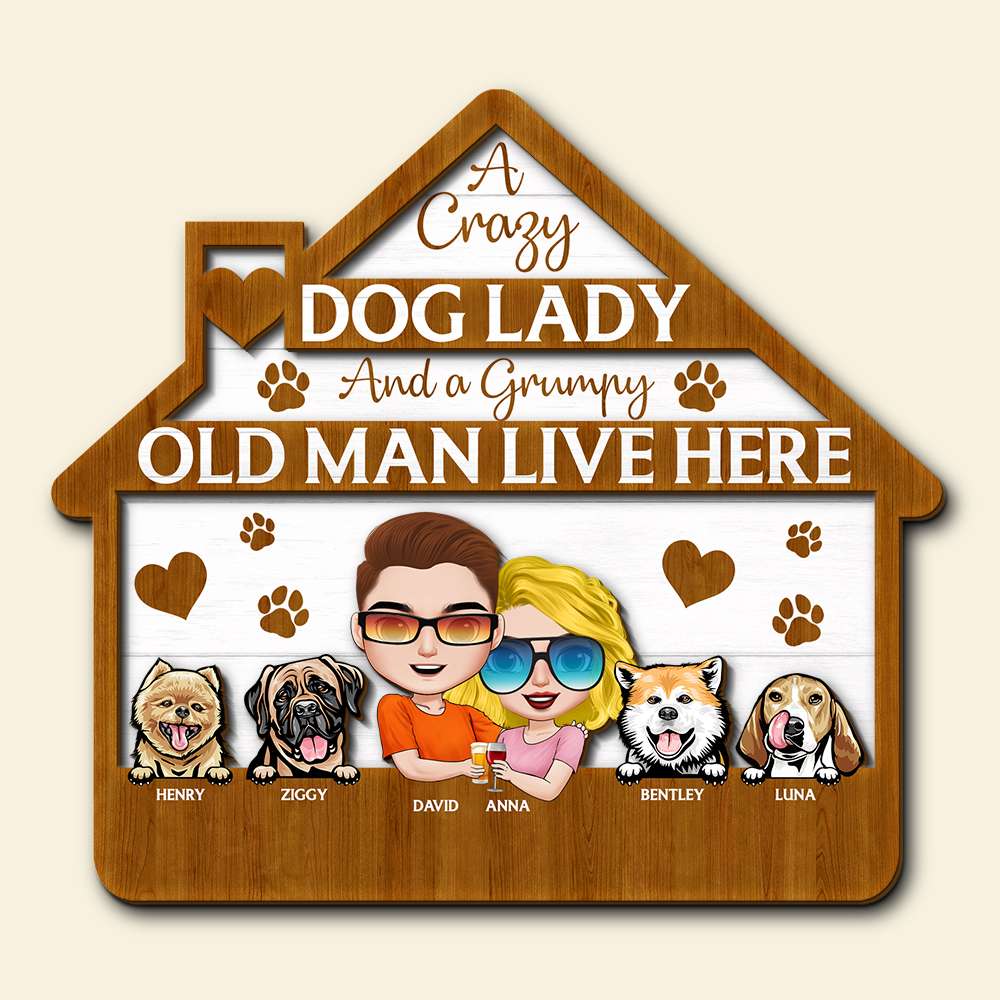 Personalized Gifts For Couple Wood Key Hanger 04ntqn230622 Dog Lovers With Home Shape-Homacus