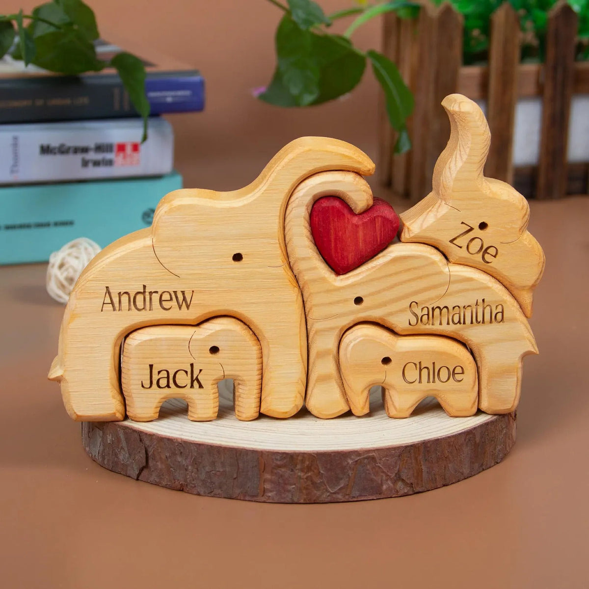 Elephant Family Wooden Puzzle Gift For Family 01acxx050525-Homacus