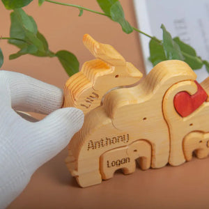 Elephant Family Wooden Puzzle Gift For Family 01acxx050525-Homacus