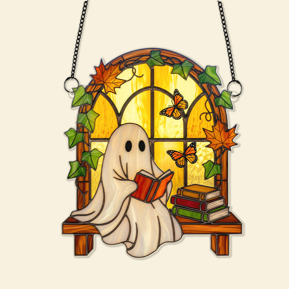Spooky Ghost Suncatcher Ornament - Personalized Gifts For Book Lovers 04PGMG060825-Homacus