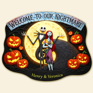 Spooky Couple Custom Shape Doormat - Personalized Gifts For Halloween Couple 01TGMG120825-Homacus