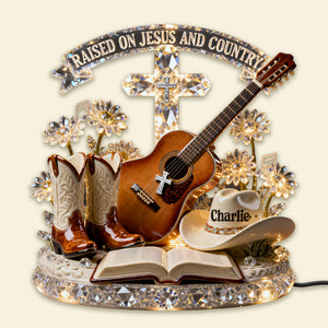 Countryside Jesus Guitar Light Box - Personalized Gifts For Christian Guitarist Custom Shape Acrylic Light Box 04PAMG130126-Homacus