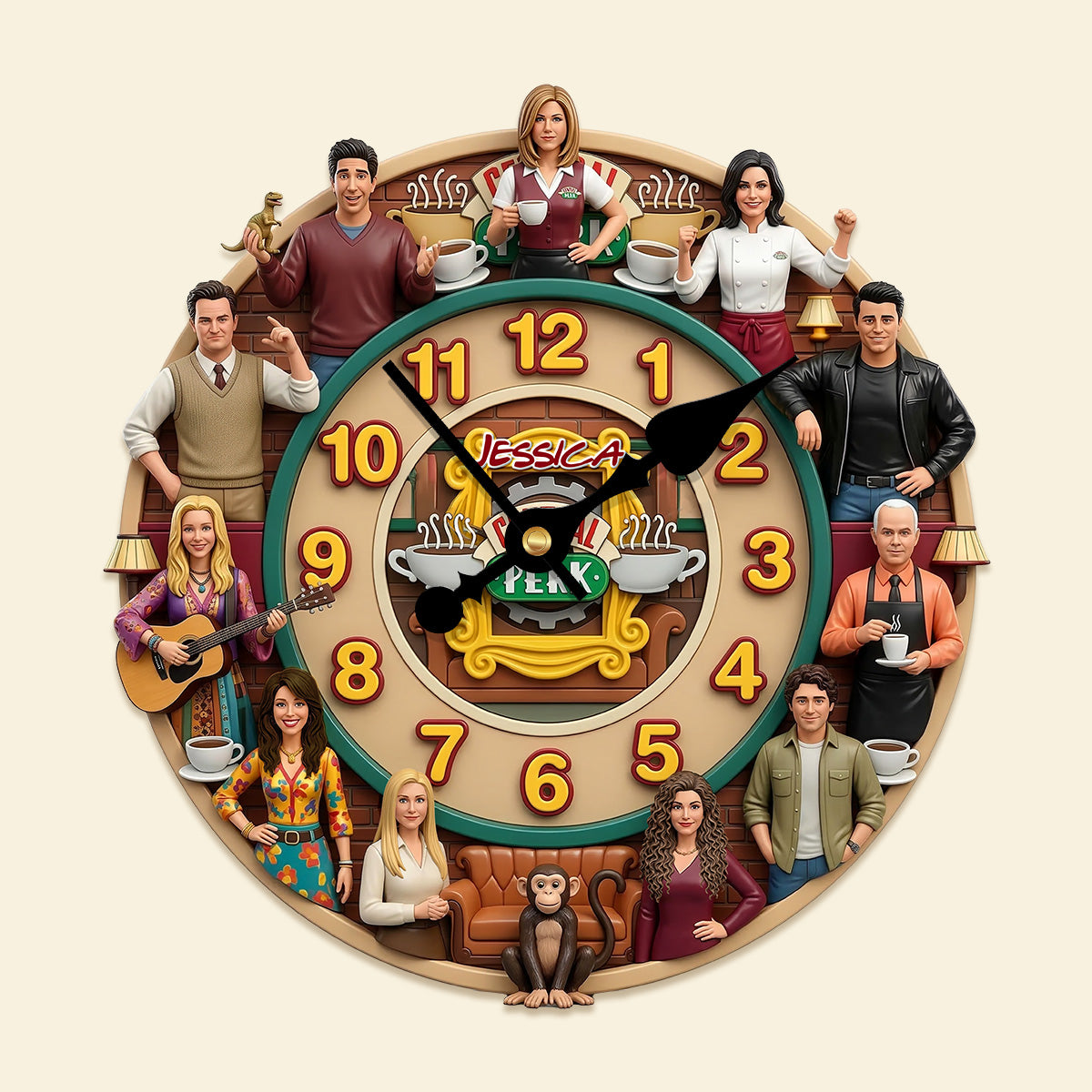 Retro Coffee Shop Squad Wall Clock - Personalized Gifts For Sitcom Lover Wall Clock 02NAMG140326-Homacus