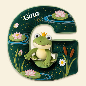 Adorable Frog Initial Pillow - Personalized Gift For Frog Lovers 02PGMG041225-Homacus