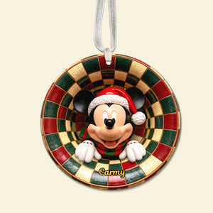Cute Round Ceramic Ornament - Personalized Gift For Christmas Ornament 04PGMG021025-Homacus