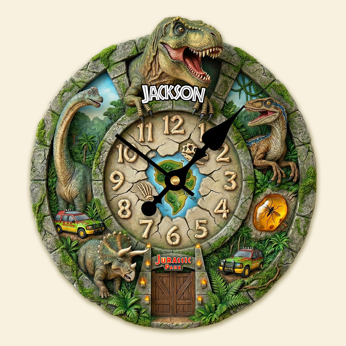 Prehistoric World Clock - Personalized Gifts For Kids 02humg170126-Homacus