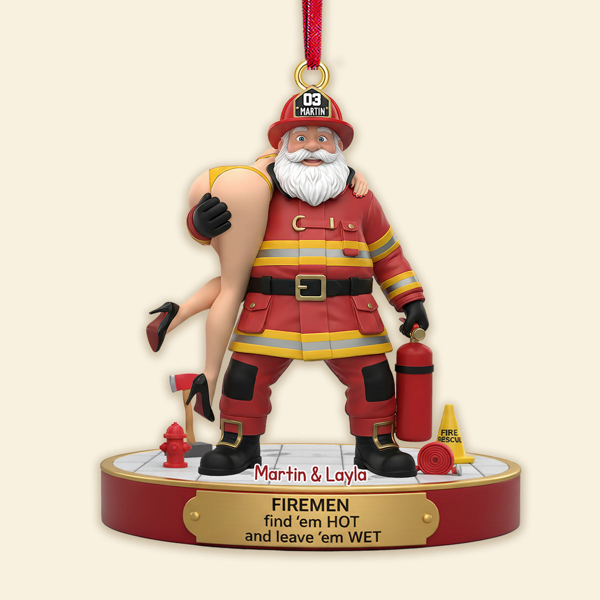 Naughty Firefighter Couple Ornament - Personalized Gift For Couple Christmas Ornament 06OHMG241125-Homacus