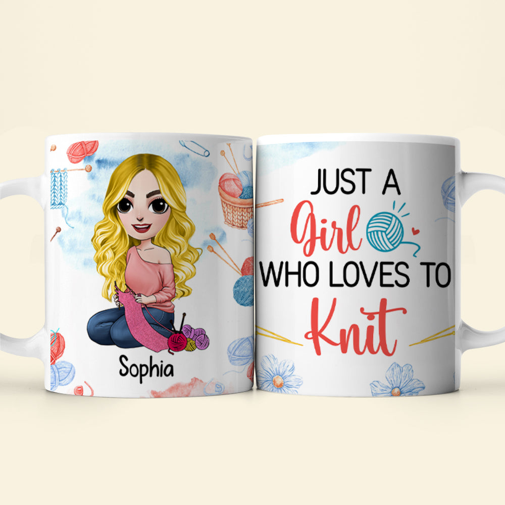 Personalized Gifts For Knitter Coffee Mug 04hudc290724hh Beautiful Girl Knitting At Home-Homacus