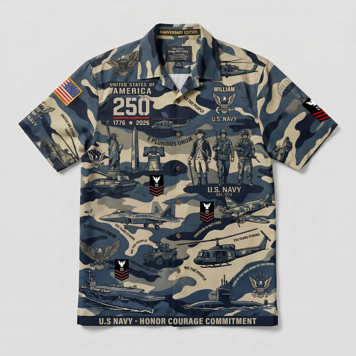Custom Military Insignia Hawaiian Shirt - Personalized Gifts For Veteran 03QHQN030626-Homacus
