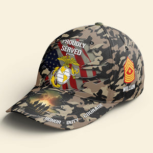 Custom Military Rank Gifts For Veteran Camo Cap USA Flag And Branches 01todc050724-Homacus