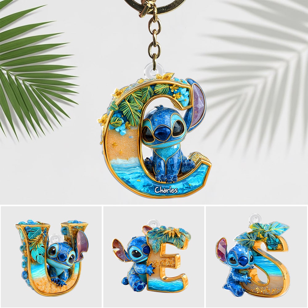 Christmas Alphabet Keychain – Personalized Gifts With Cute Blue Creature Charm 04TGLU190525-Homacus