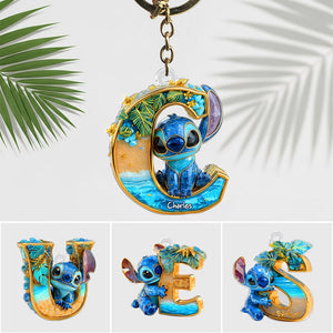 Christmas Alphabet Keychain – Personalized Gifts With Cute Blue Creature Charm 04TGLU190525-Homacus