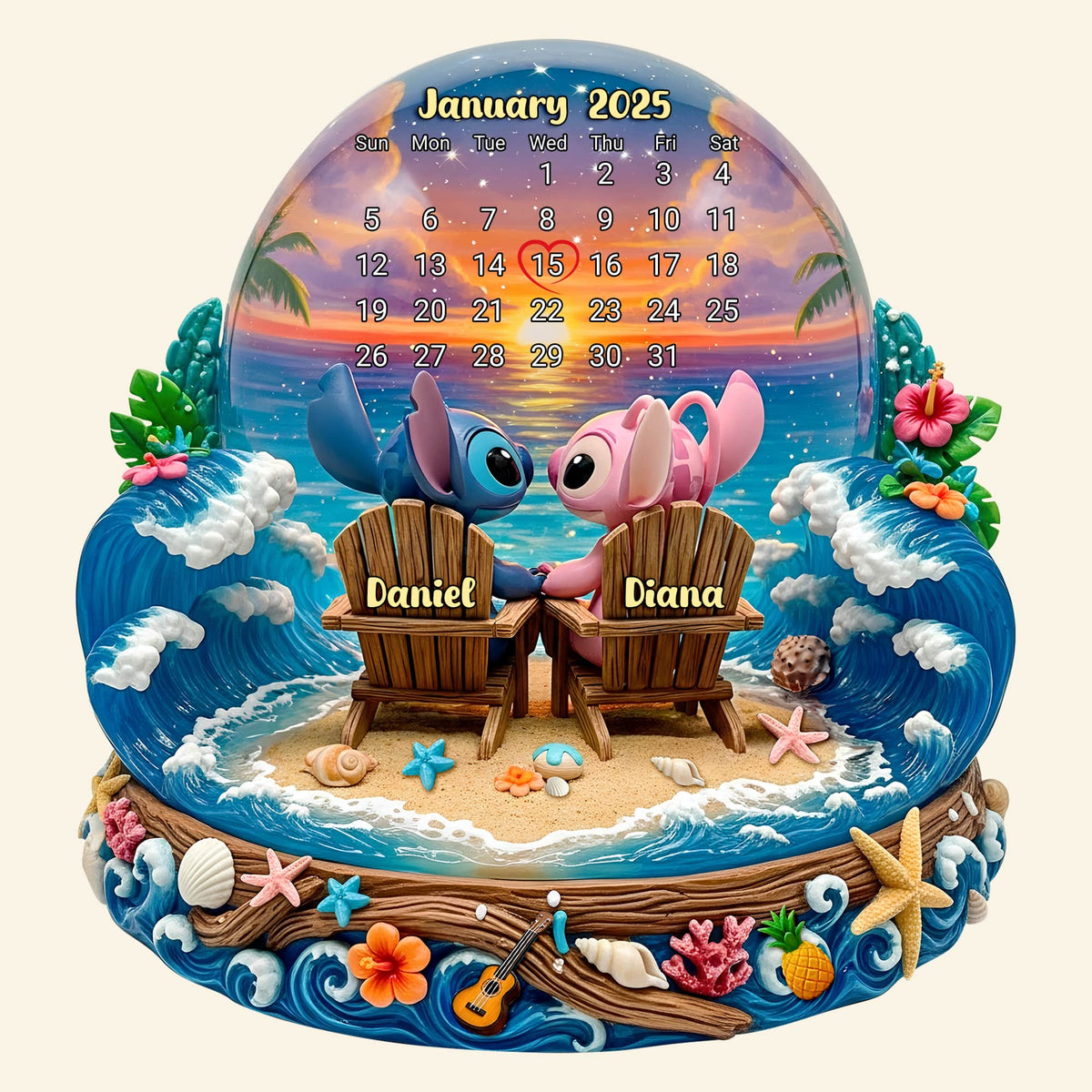 Cartoon Beach Couple Acrylic Plaque Personalized Gifts 02tolu260625-Homacus