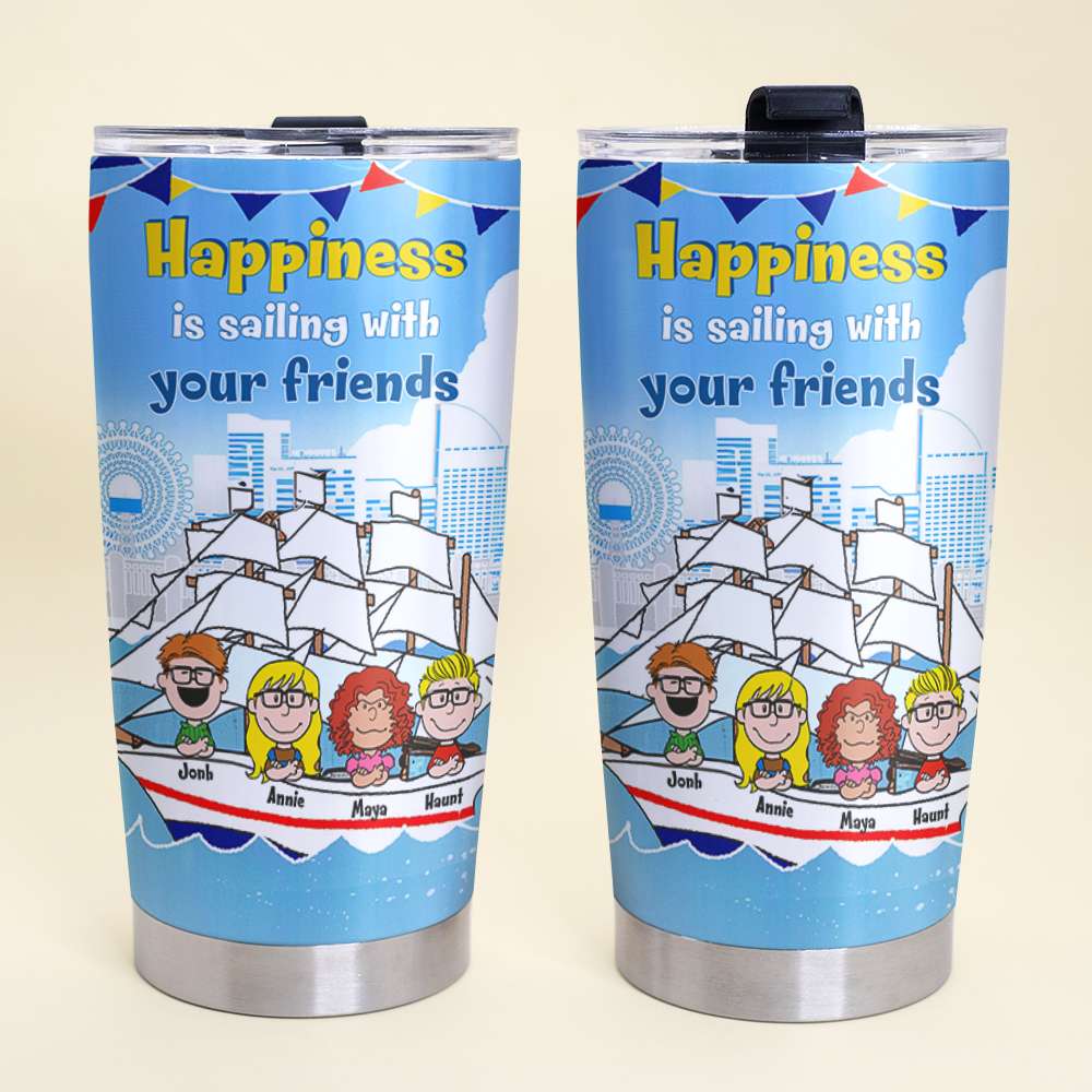 Personalized Gifts For Friends Tumbler 20oz Happiness Sailing 03XQLU100125HH-Homacus