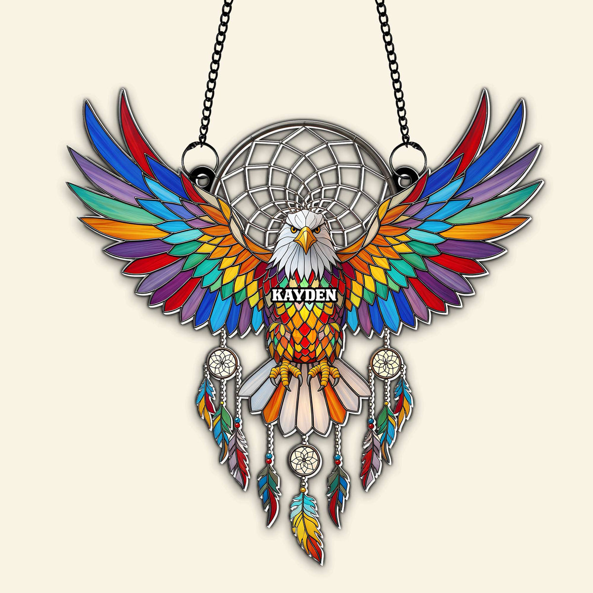 Radiant Winged Spirit Native American Suncatcher - Personalized Gifts For Boho Lovers 01NALU080725-Homacus