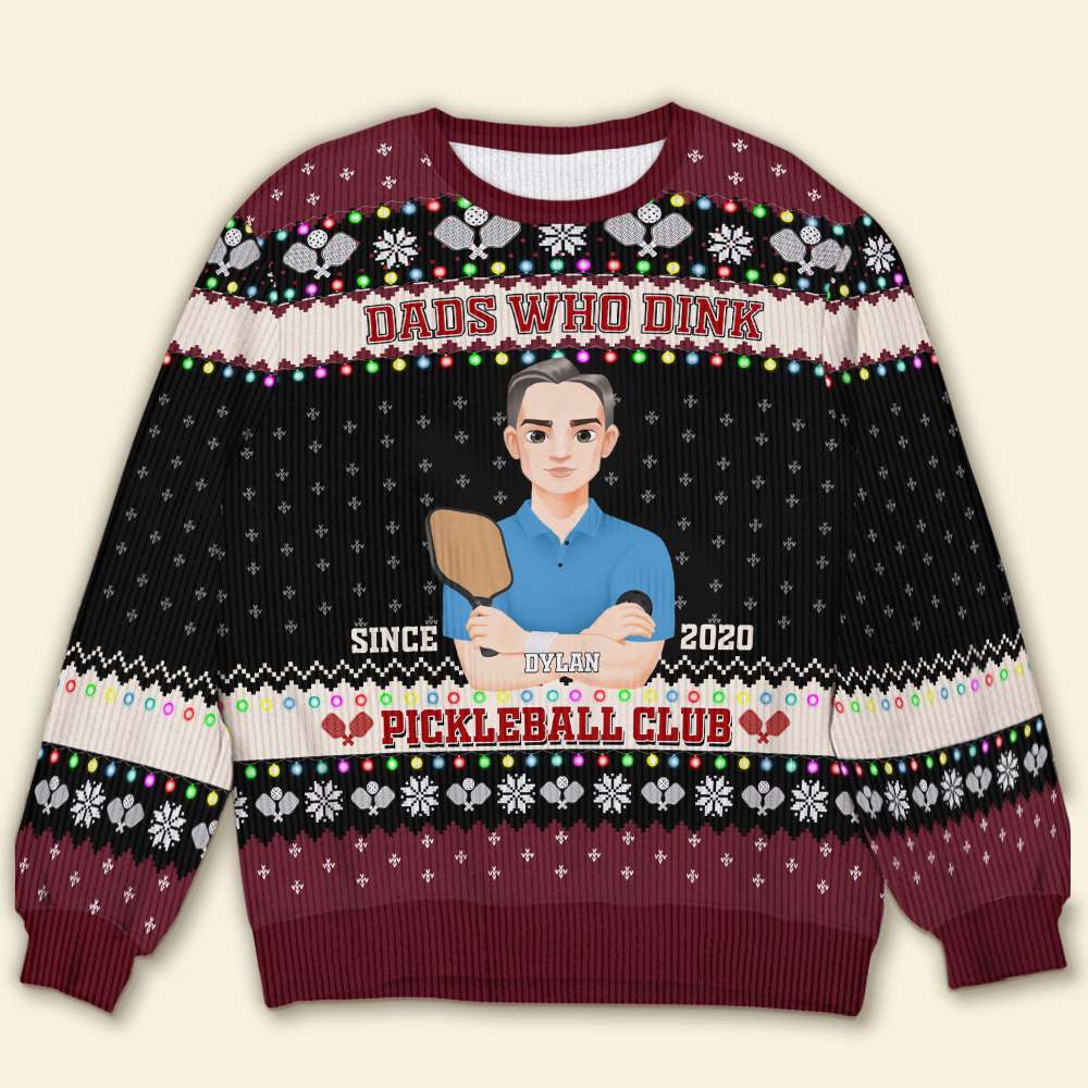 Personalized Gifts For Dad Love Pickleball Christmas Sweatshirt Ugly 02XQLU051124PA-Homacus