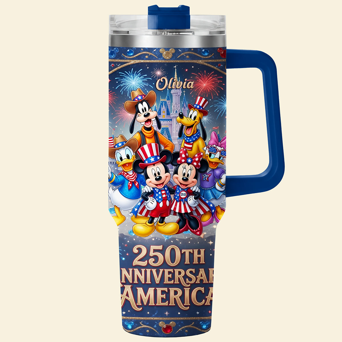 Celebrate America 250th Anniversary Colorful 40oz Tumbler With Handle - Personalized Gifts For Patriots 02tyta190626