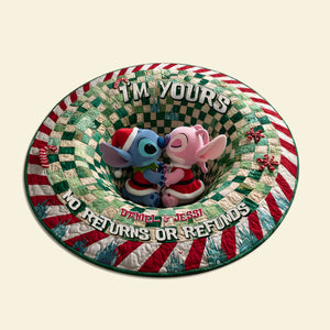 Kissing Alien Couple Round Mat - Personalized Christmas Gift For Couples 02NALU260925-Homacus