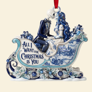 Gothic Couple Toile de Jouy Christmas Ornament - Personalized Gifts For Couple 01tyta180826