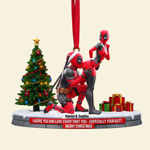 Funny Red Masked Couple Ornament - Personalized Gifts For Couple 03ohlu150925-Homacus