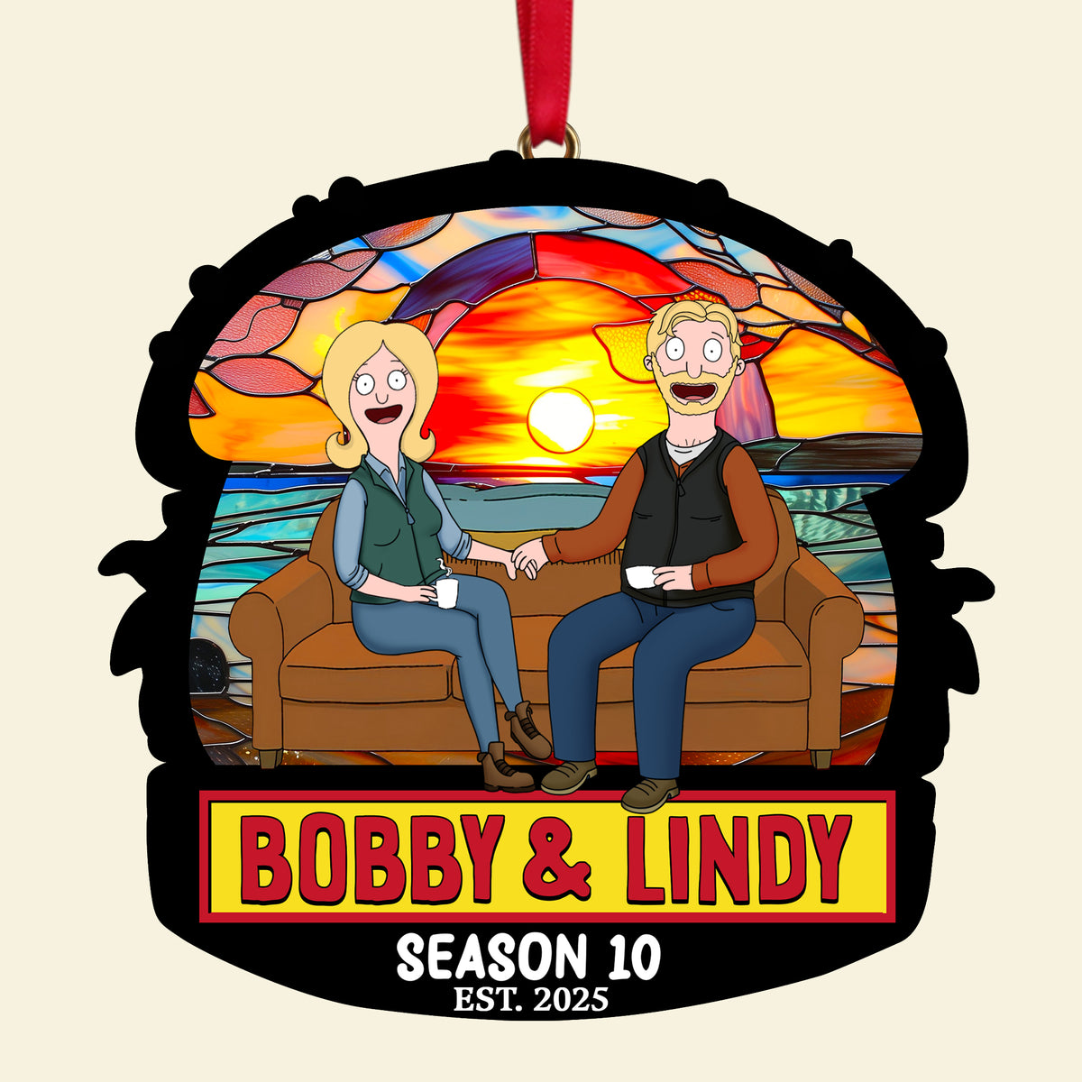 Quirky Cartoon Couple Ornament - Personalized Gifts For Couples 02OHLU091025PA-Homacus